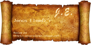 Jencs Elemér névjegykártya